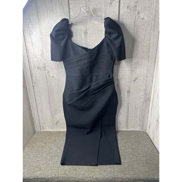 Baosuu Black Off-Shoulder Midi Dress Womens Size S Evening Dinner Party - Picture 1 of 9